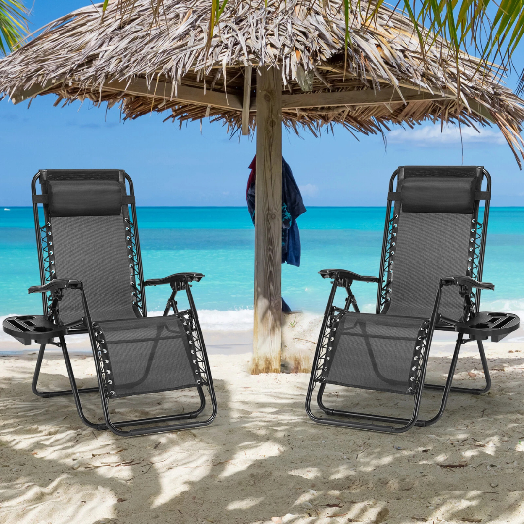Zero Gravity Reclining Patio Chairs – 2 Set