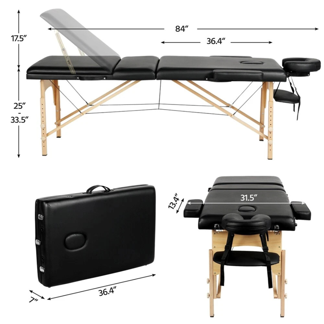 Adjustable 3-Fold Portable Massage Bed