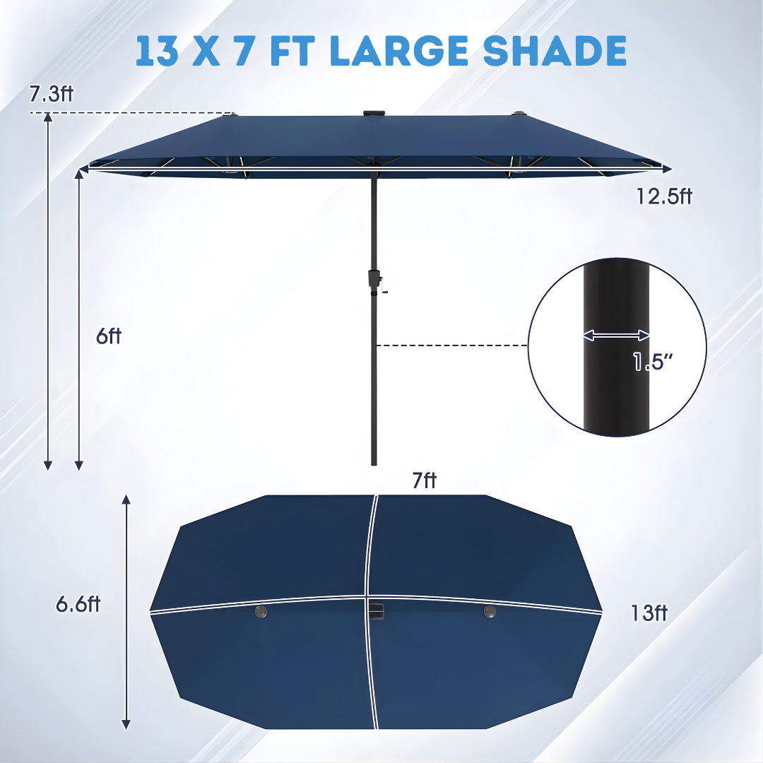 13ft Solar LED Patio Umbrella