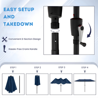 13ft Solar LED Patio Umbrella