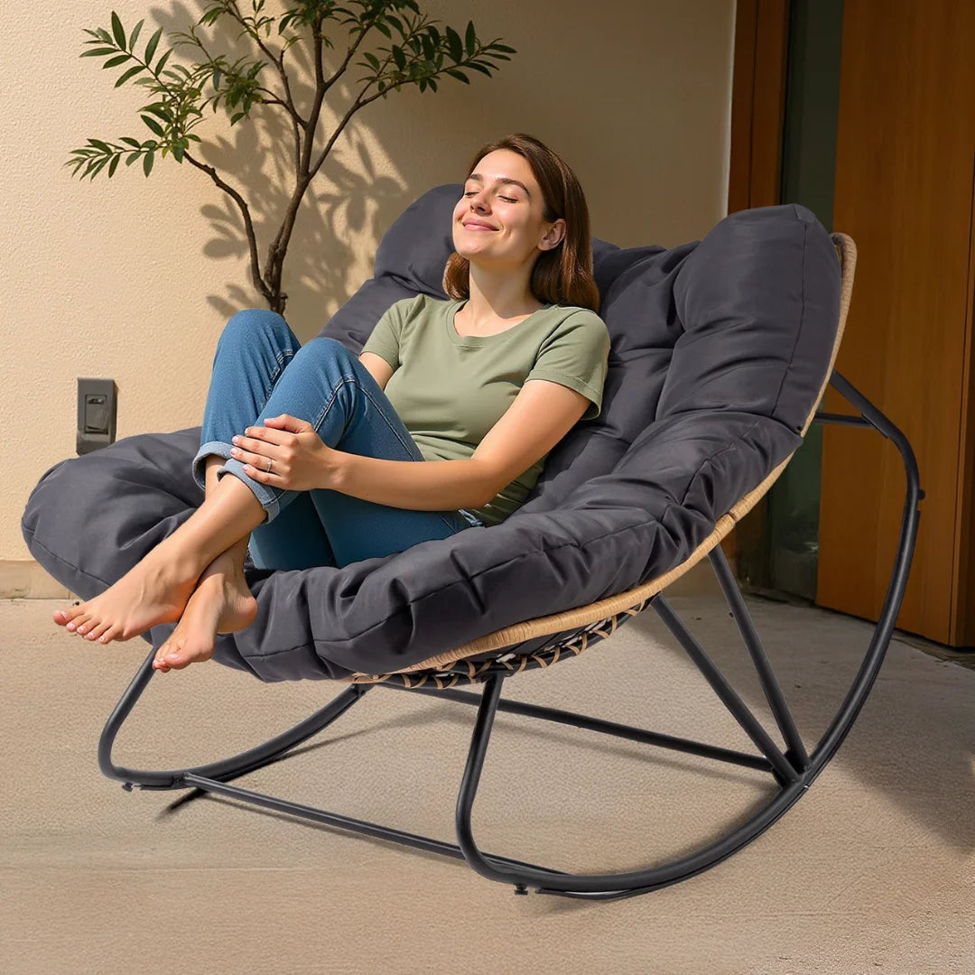 Oversized Wicker Egg Rocking Chair