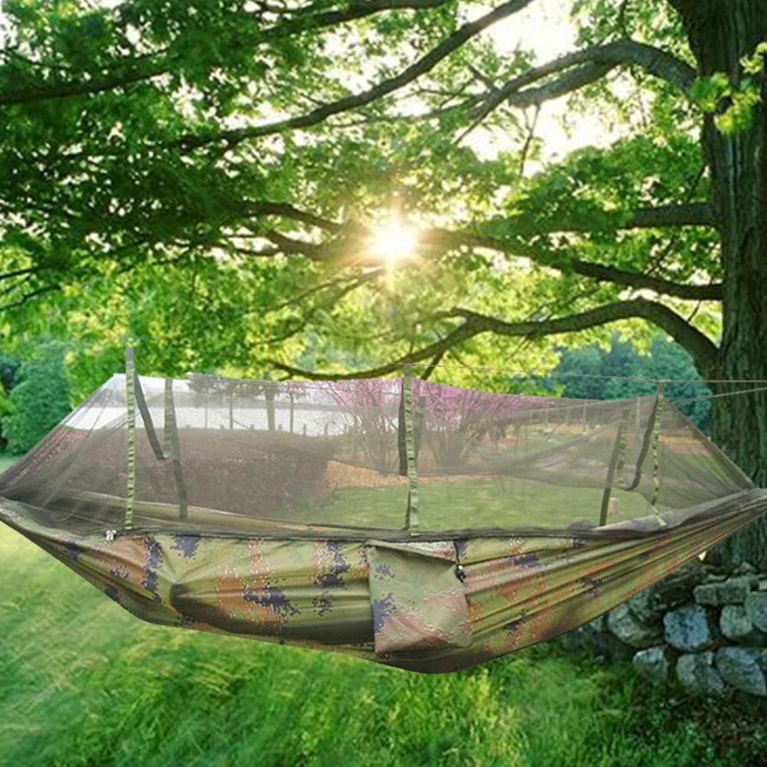 Camping Hammock with Mosquito Net, Portable Outdoor Travel Hanging Bed