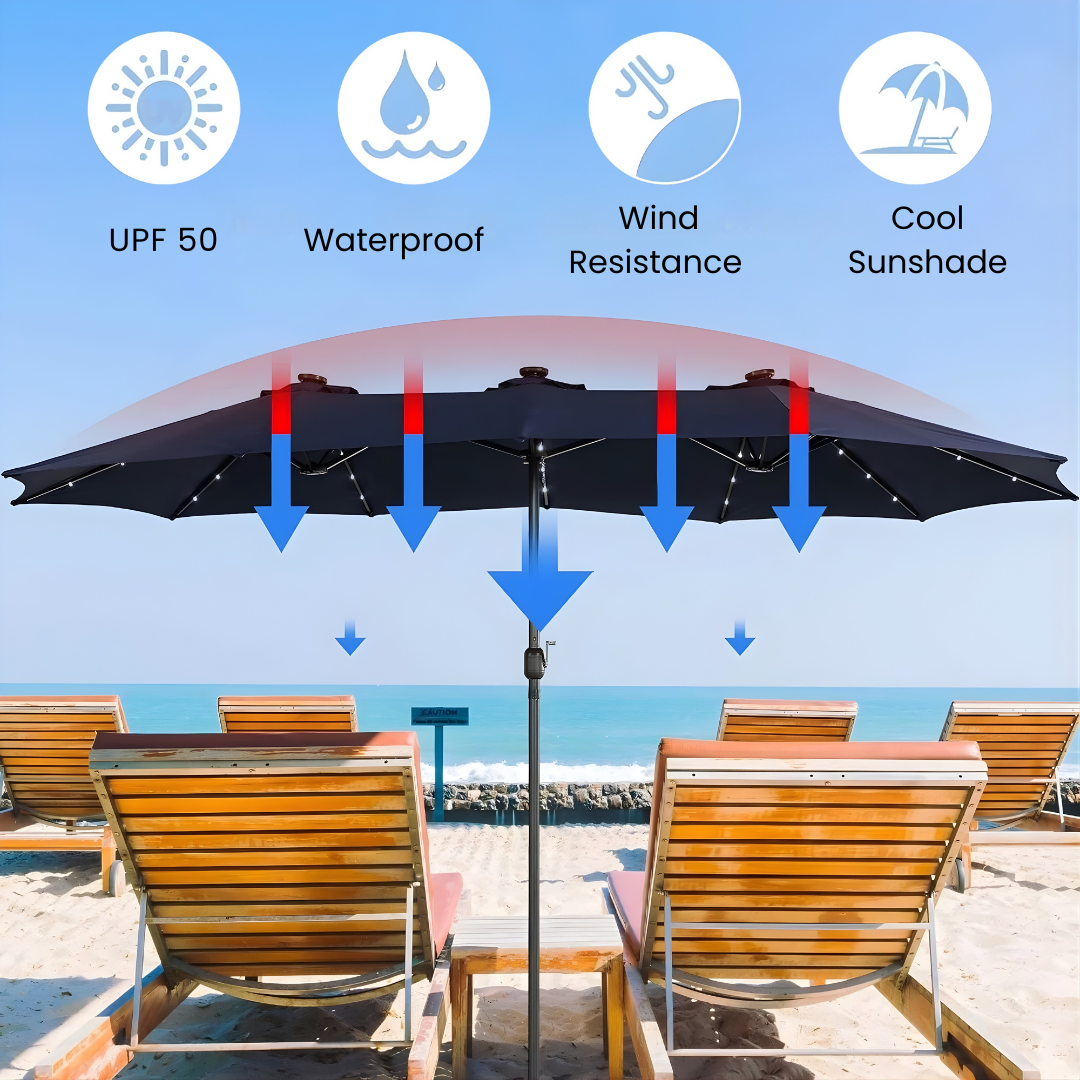 13ft Solar LED Patio Umbrella
