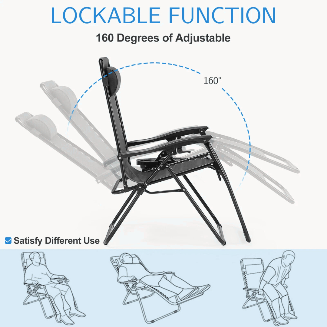 Zero Gravity Reclining Patio Chairs – 2 Set