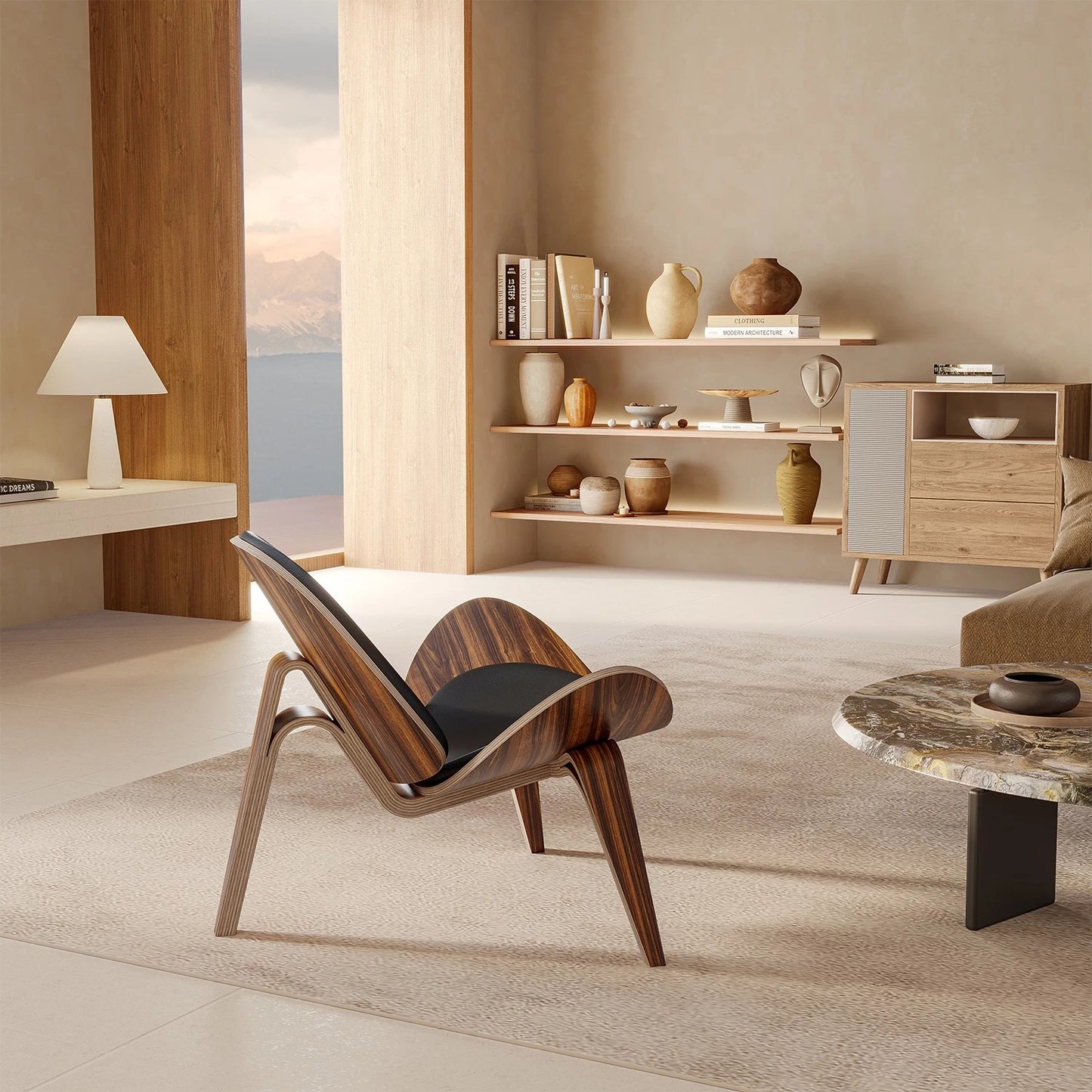 Classic Black Shell Lounge Chair
