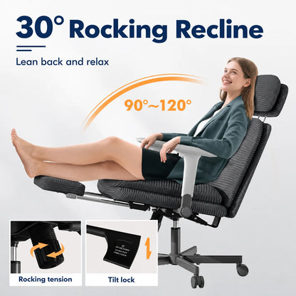 Cross-Legged Office Chair with Footrest