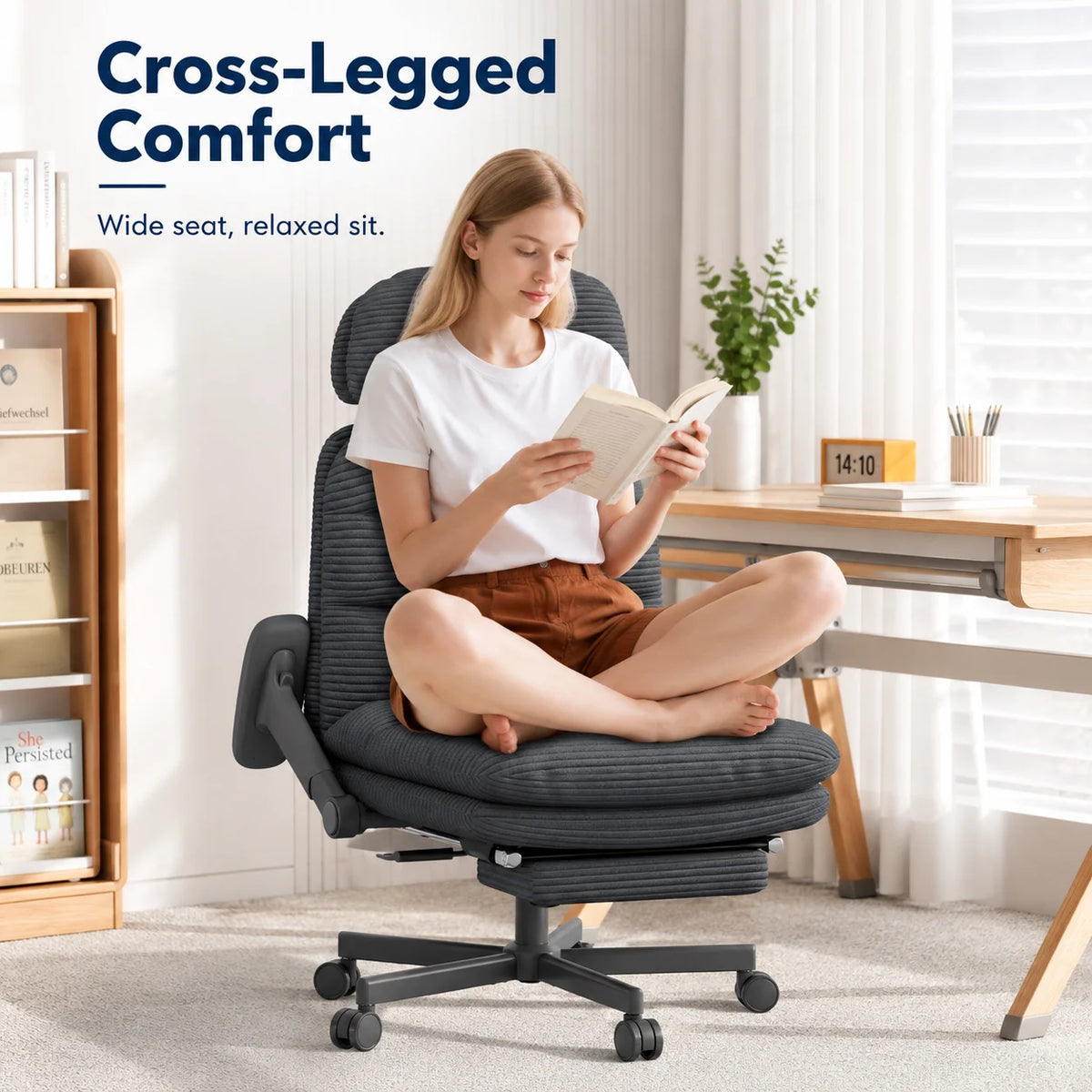 Cross-Legged Office Chair with Footrest