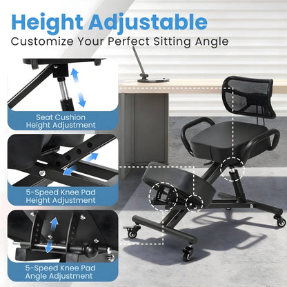 Ergonomic Kneeling Chair with Backrest