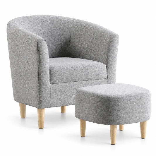 Textured Accent Chair with Ottoman