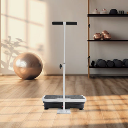 Vibration plate with handrail in a living room