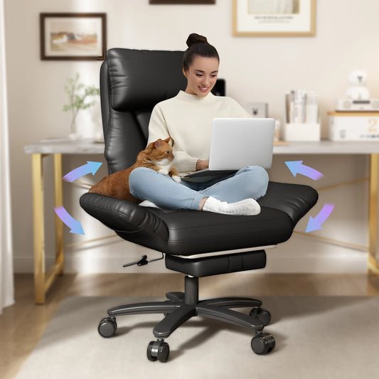 Heavy-Duty Executive Chair with Retractable Footrest