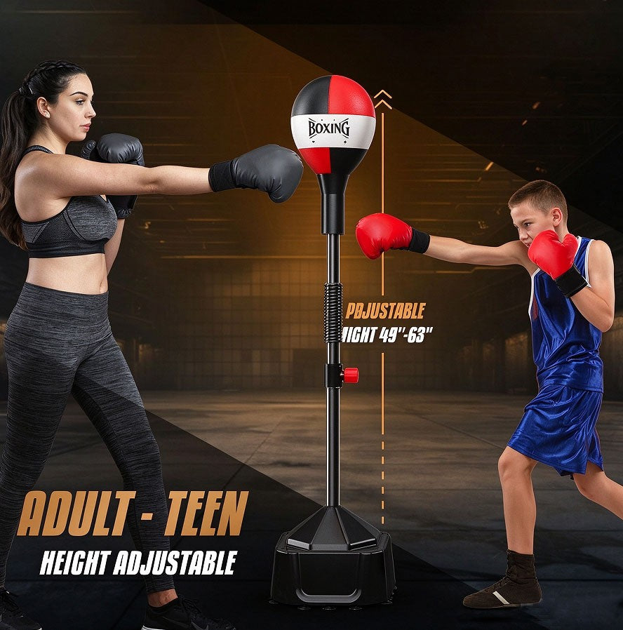 Height-adjustable reflex bag used by an adult and a teen