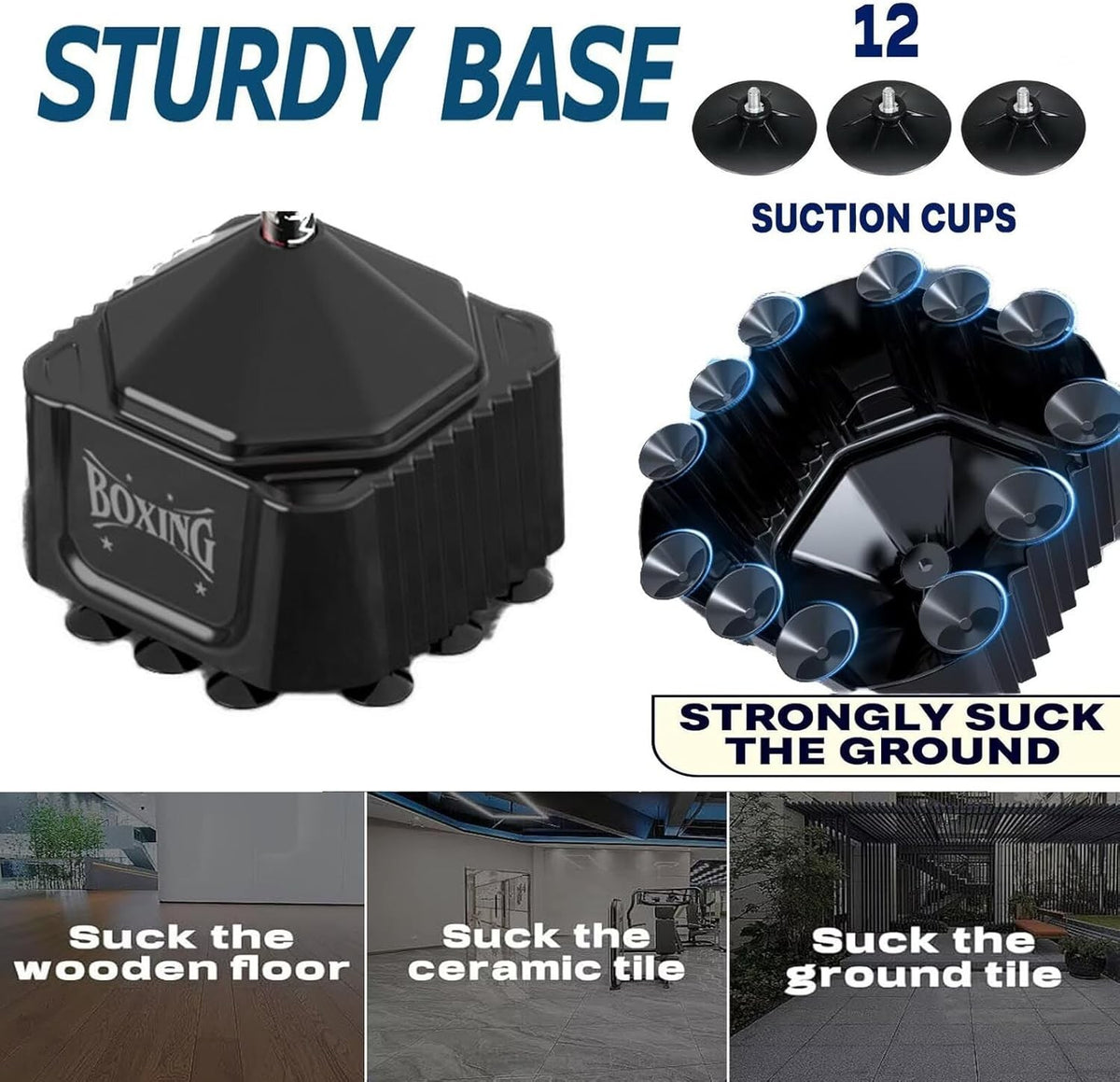 Suction-cup base that grips wood, tile and smooth floors