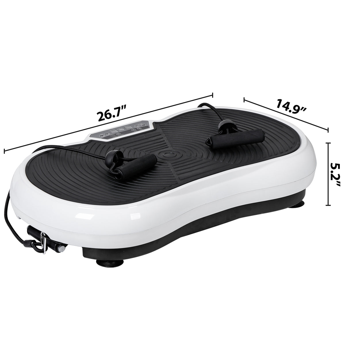 Full-Body Vibration Plate Exercise Machine, white, with remote control and resistance bands