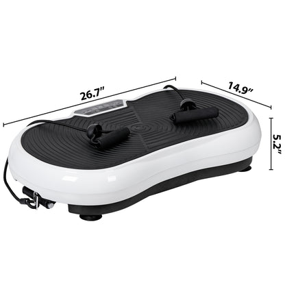 Full-Body Vibration Plate Exercise Machine, white, with remote control and resistance bands
